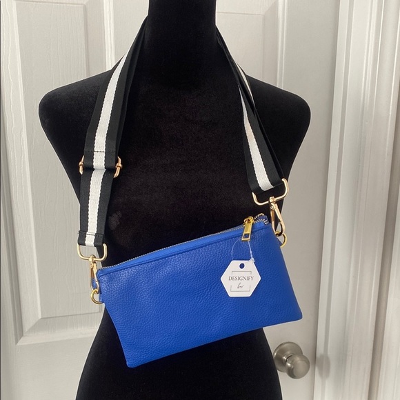 Designify Box Cobalt Blue Crossbody Bag with Adjustable Strap - Picture 1 of 10